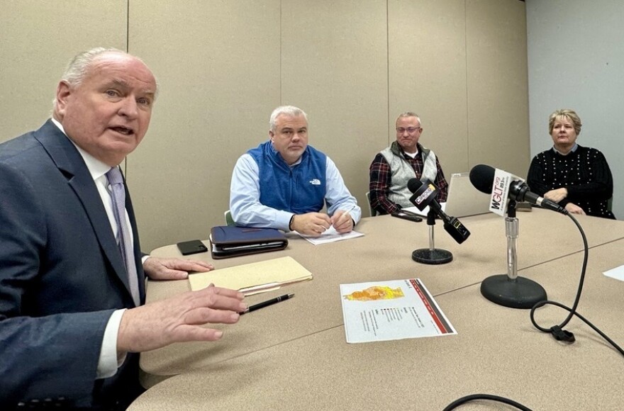 [From left to right] Bloomington Mayor Dan Brady left, City Manager Jeff Jurgens, Bloomington interim Water Director Brett Lueschen and Deputy City Manager Sue McLaughlin seated at a roundtable