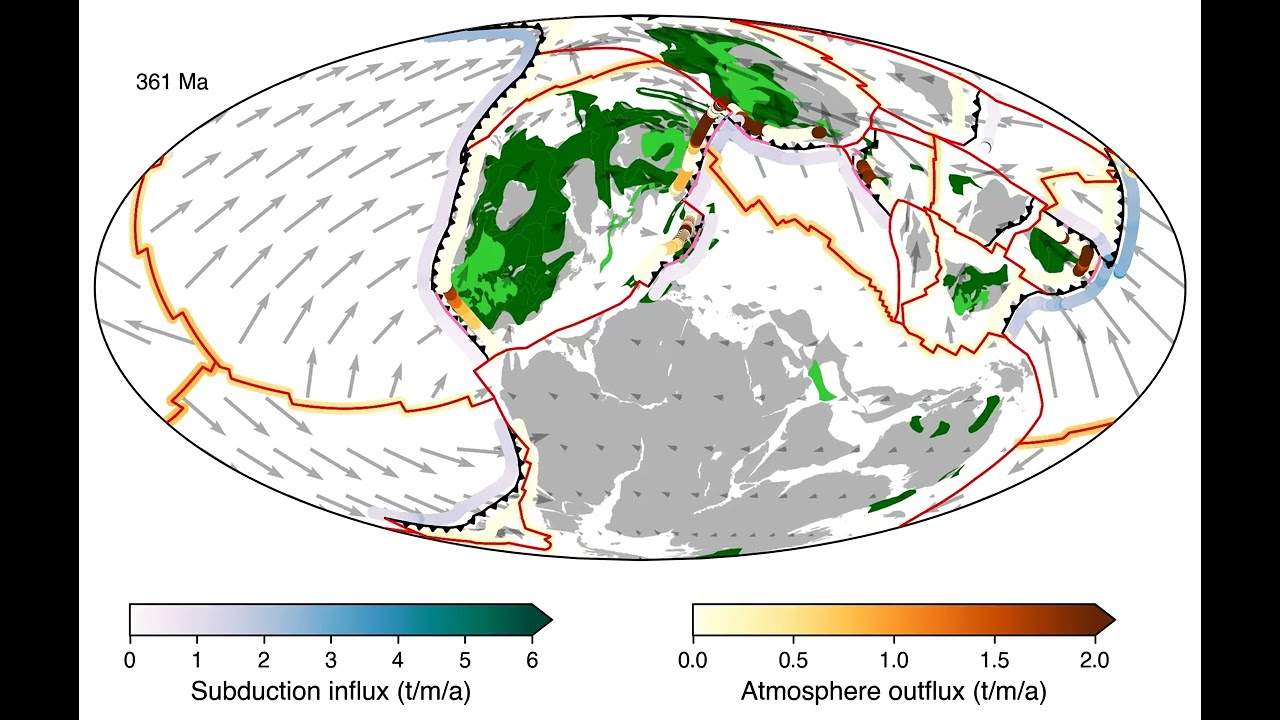 Carbon fluxes at tectonic plate boundaries over the last 540 million years - YouTube