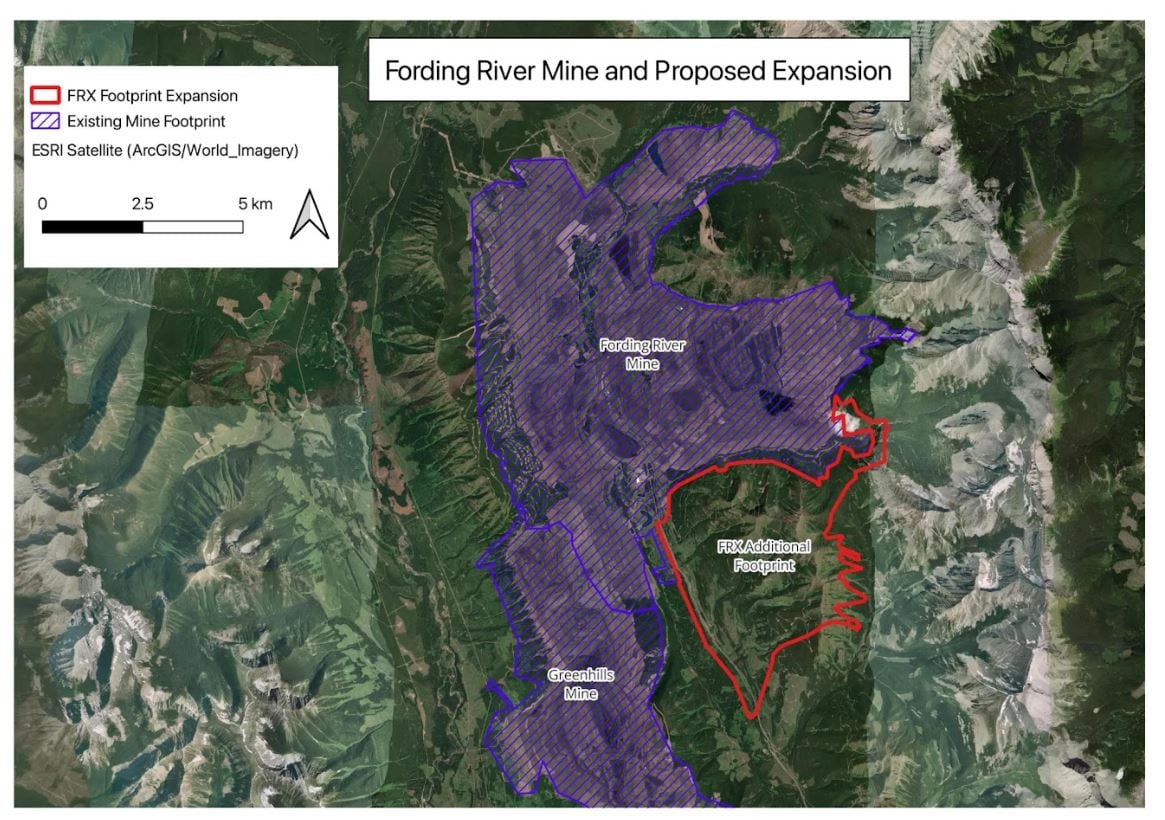 A map showing expansion area of a proposed mine.