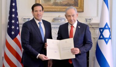 Israeli Prime Minister Netanyahu signs peace document ahead of Trump talks