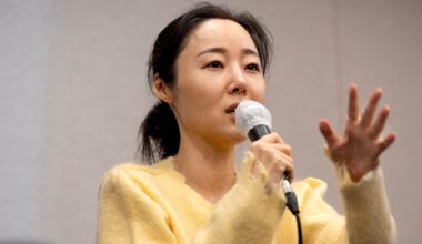 Min Hee-jin, then CEO of Ador, holds a press conference on Ador