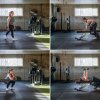Your strength-training workout doesn’t need to be complicated. Researchers recommend prioritizing just a handful of exercises, including (from left to right, clockwise) the split squat, row, bench press and goblet squat.