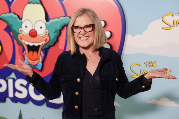 Nancy Cartwright arrives at a celebration for "The Simpsons" 800th episode, "Irrational Treasure," on Friday, Feb. 6, 2026, at The Fonda Theatre in Los Angeles. (Photo by Andrew Park/Invision/AP)