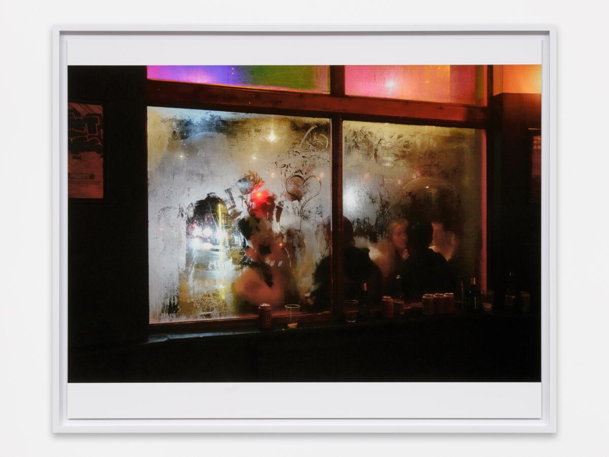 A photo of a fogged window.