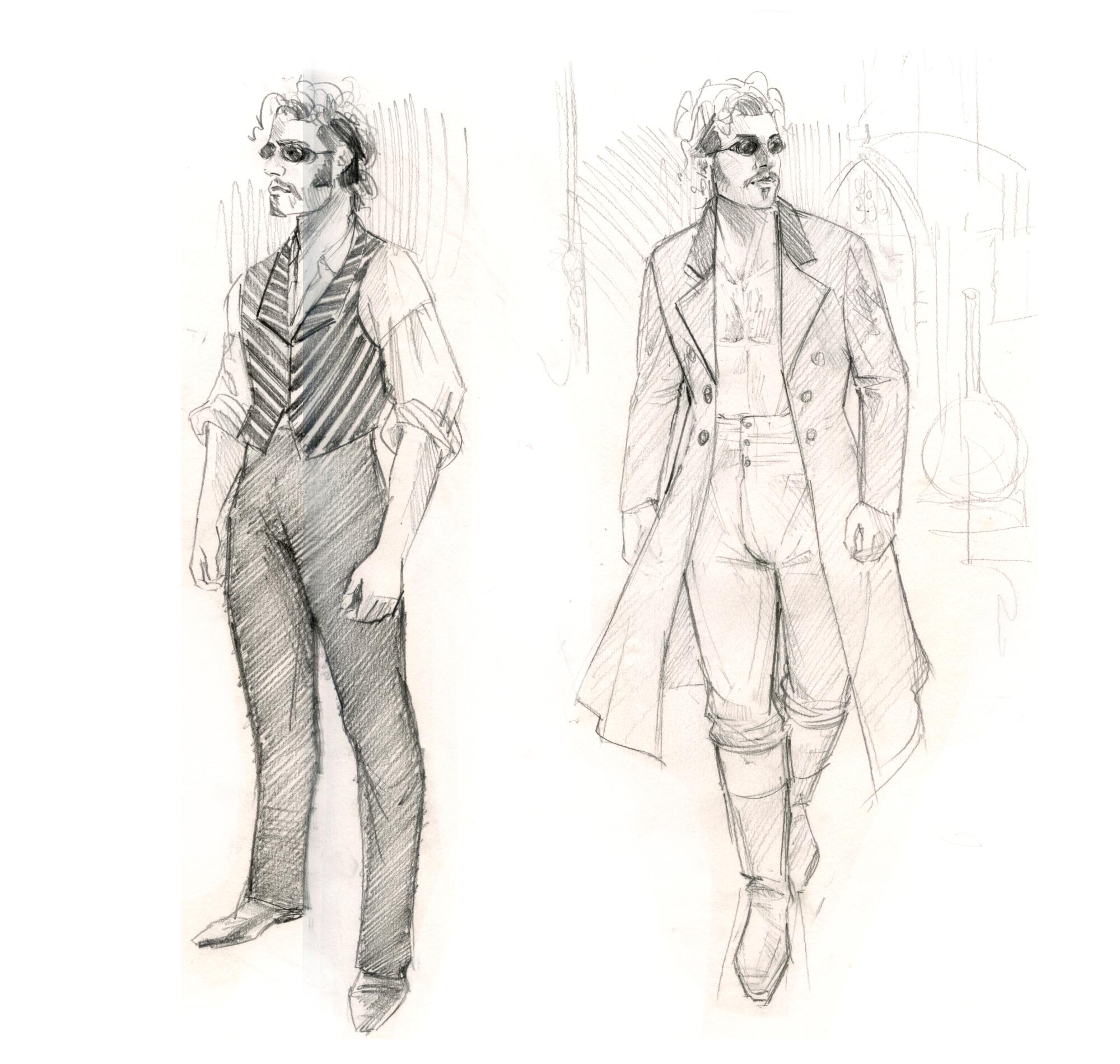 Victor Frankenstein's costumes in "Frankenstein" were inspired by musicians like David Bowie.