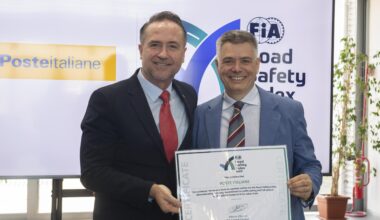Poste Italiane achieves maximum 3-star rating from the FIA Road Safety Index
