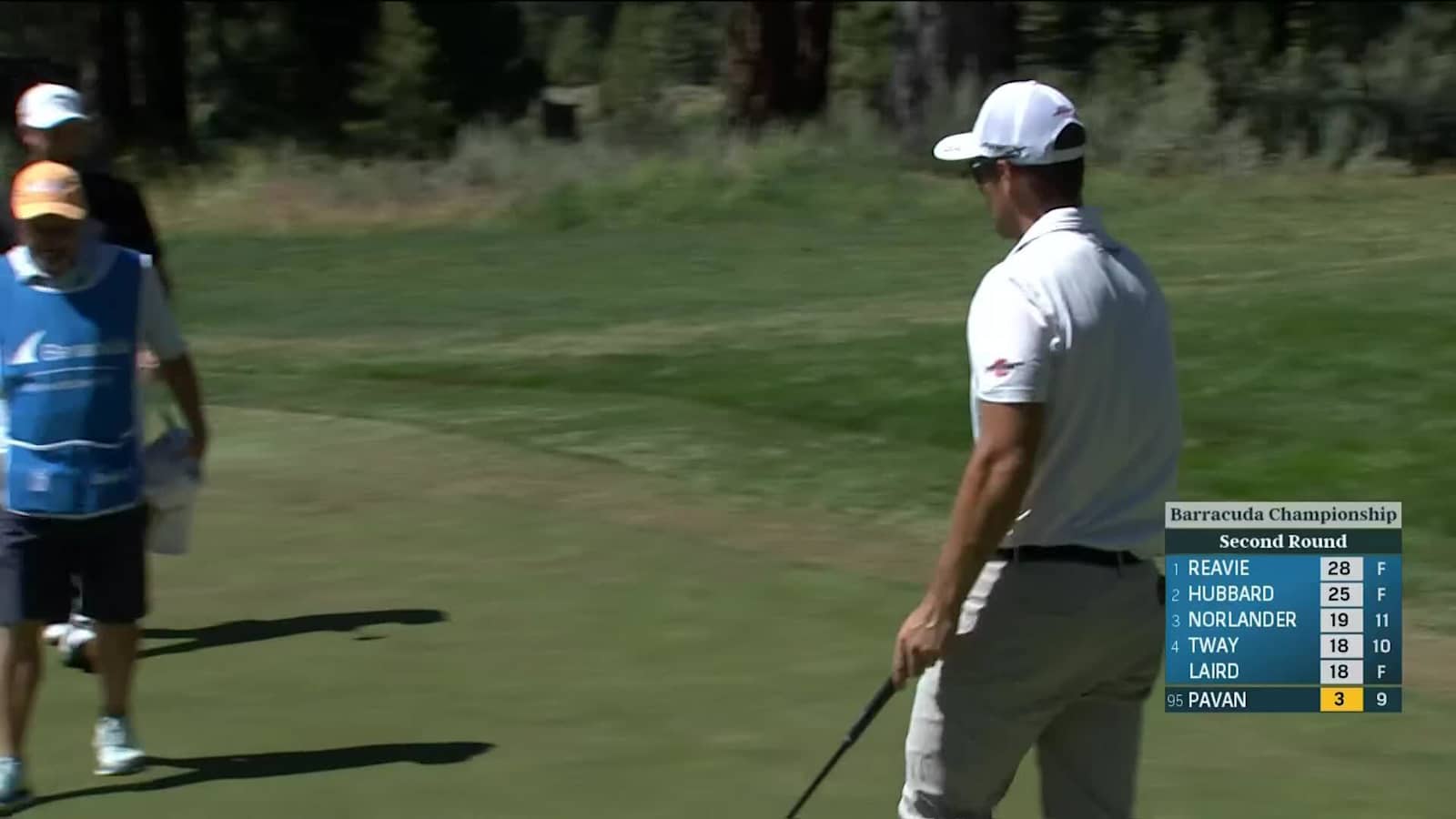 Andrea Pavan makes birdie putt from the fringe on No. 9 at Barracuda