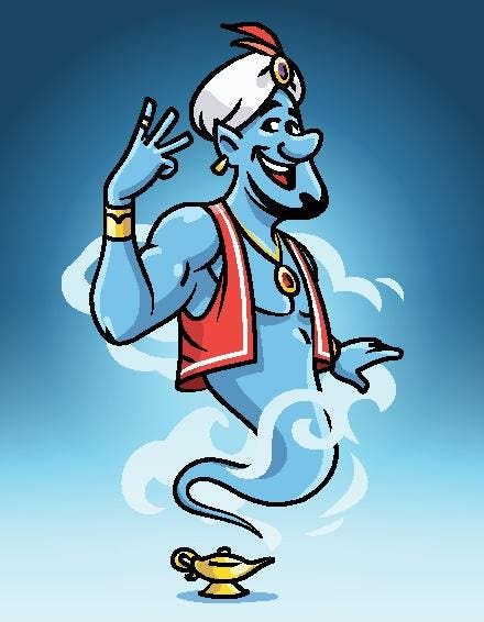 Genie Granting Three Wishes