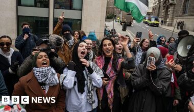 Tears of joy as 17 Palestine Action activists are granted bail - BBC