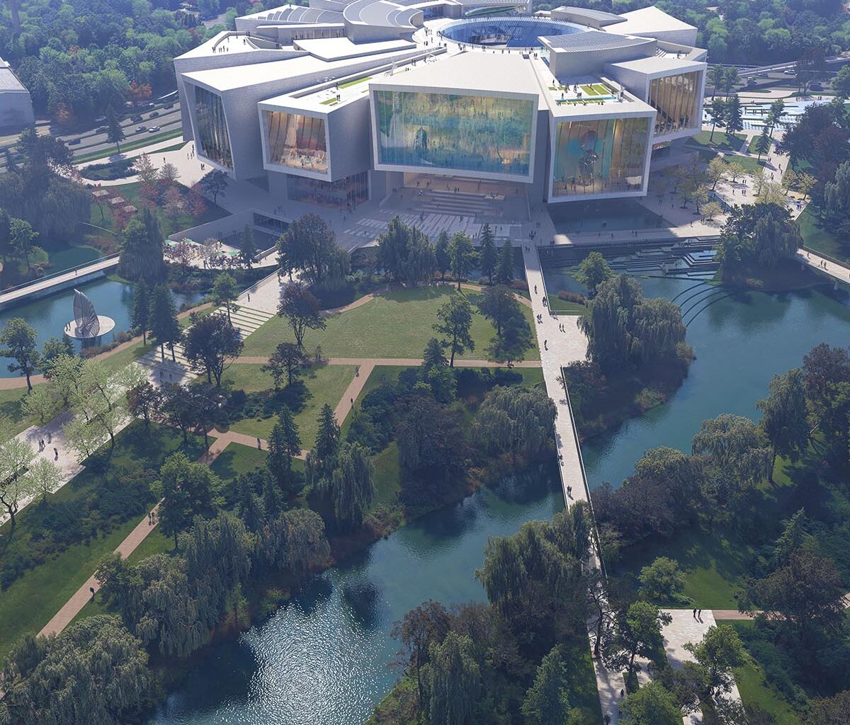 Sn&oslash;hetta and BIAD envision Beijing Art Museum with lens-like, rippled facades