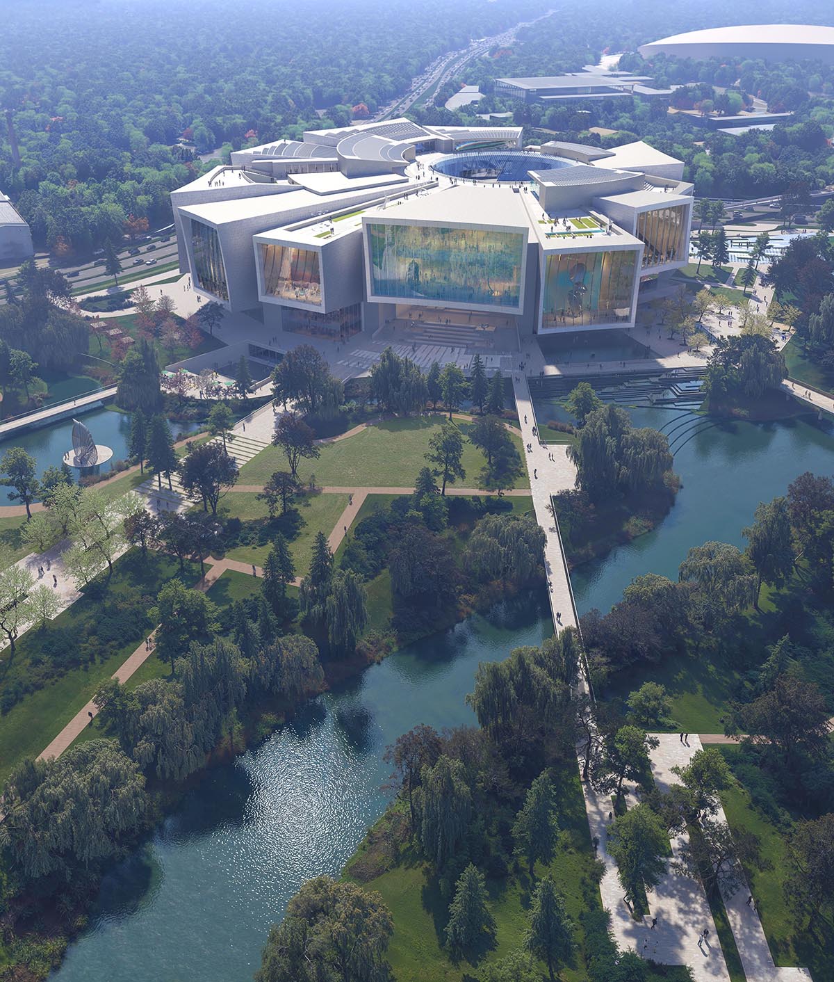 Snøhetta and BIAD envision Beijing Art Museum with lens-like, rippled facades