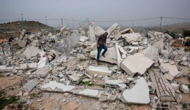 A Palestinian man stands amid the rubble of a building demolished by Israeli military, in the town of Shuqba near Ramallah in the Israeli-occupied West Bank, February 9, 2026.