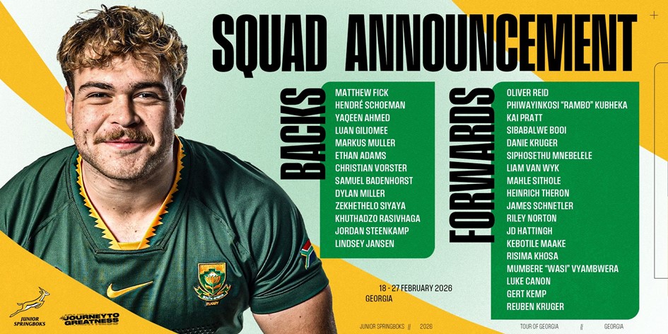 Foote names exciting SA U20 squad for Georgia tour
