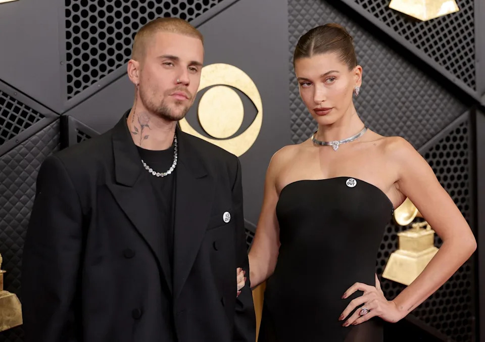 Justin and Hailey Bieber at the 2026 Grammys on February 1. Getty Images