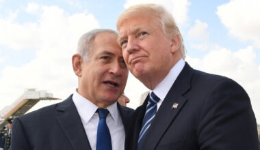 Benjamin Netanyahu with Donald Trump at the Ben Gurion airport in May 2017. (Photo: Amos Ben Gershom GPO)