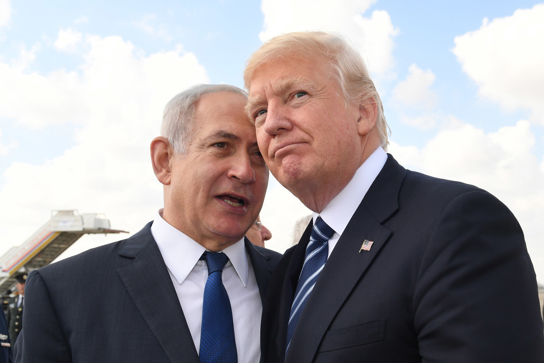 Benjamin Netanyahu with Donald Trump at the Ben Gurion airport in May 2017. (Photo: Amos Ben Gershom GPO)