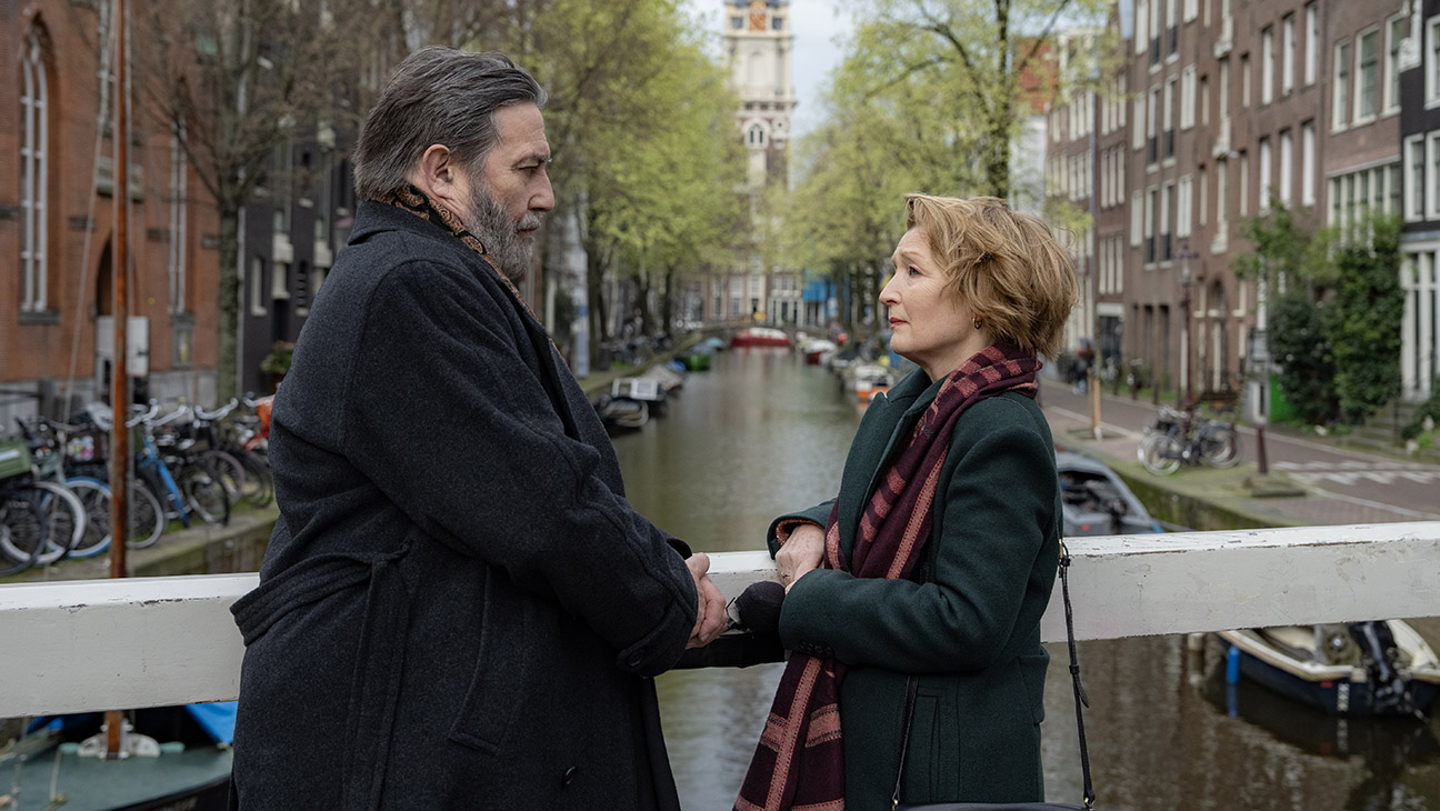 (L to R) Ciarán Hinds as Gerry and Lesley Manville as Stella in director Polly Findlay's Midwinter Break