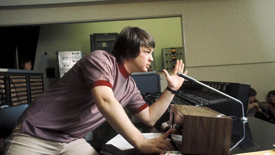 Brian Wilson directs from the control room while recording the album "Pet Sounds" in 1966 in Los Angeles, California. (Photo by Michael Ochs Archives/Getty Images)