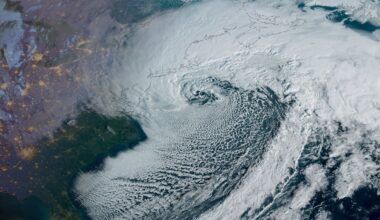 Satellites watch as bomb cyclone hits northeast U.S. with snow and lightning