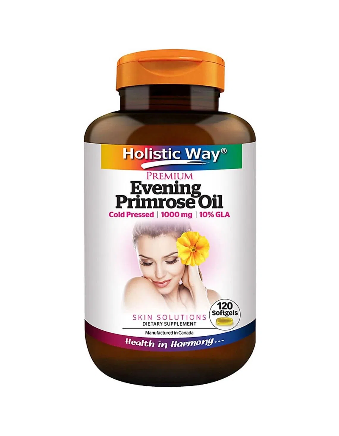 Best supplements for beautiful skin: Holistic Way Premium Cold Pressed Evening Primrose Oil, 120 softgels