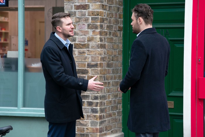 Johnny and Callum have an argument in a scene from EastEnders