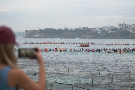 Surfers formed a ring in the water off North Bondi beach