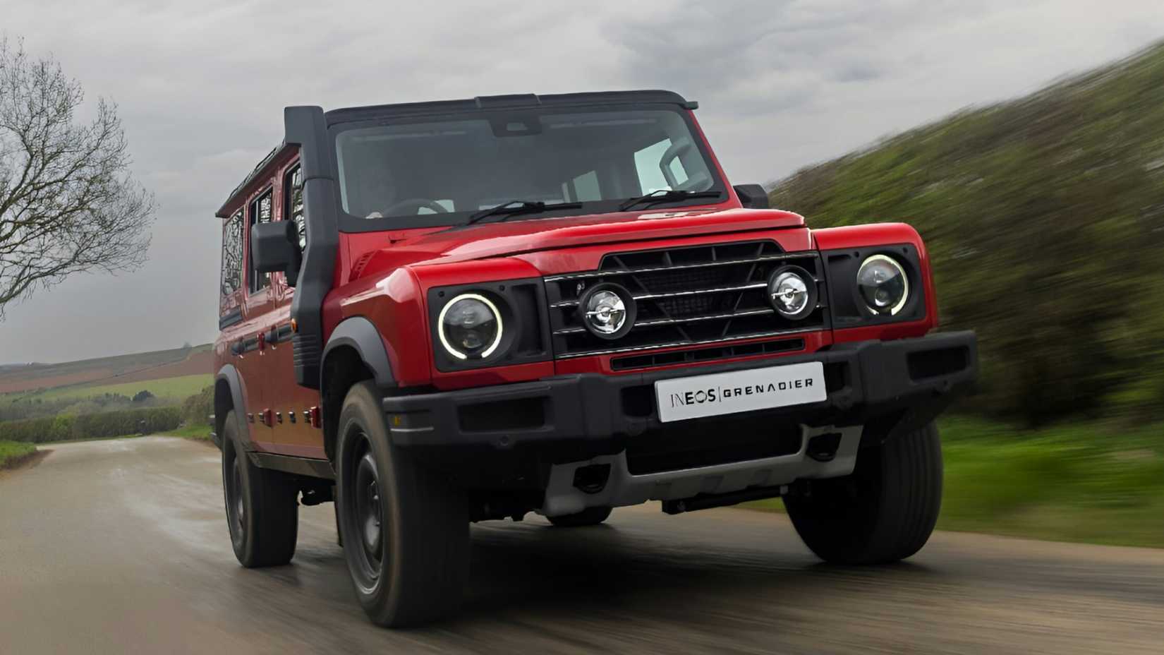 Ineos Grenadier accelerating hard front third quarter view