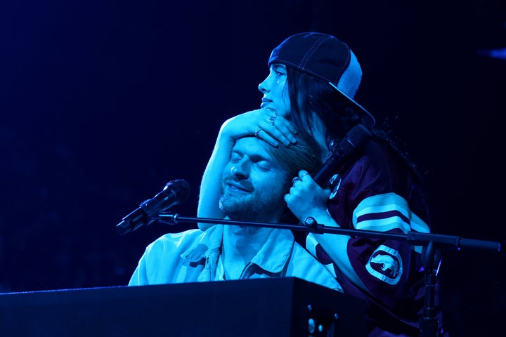 Finneas O’Connell and Billie Eilish perform onstage during the “Hit Me Hard and Soft: The Tour” in 2024 in Inglewood, California.