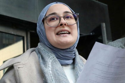 FILE - Tufts University doctoral student Rumeysa Ozturk outside the courthouse, in Boston, on Thursday.