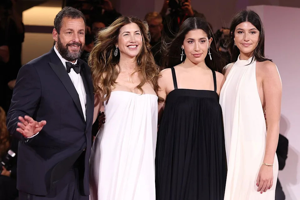 Adam and Jackie Sandler with their daughters, Sadie and Sunny, at the 2025 Venice Film Festival Gisela Schober/Getty