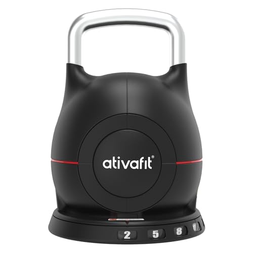 Ativafit 20kg Adjustable Kettlebell 7 in 1 With Solid Aluminum Handle Quick Adjustment Weights With Safety Locking Systerm Space Saving Strength Training for Fitness Home Gym