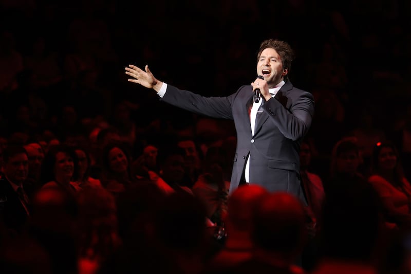 Nathan Pacheco performs during the "Songs of Hope" tour concert by The Tabernacle Choir and Orchestra at Temple Square at Ginasio do Ibirapuera in São Paulo, Brazil, Friday, Feb. 27, 2026.