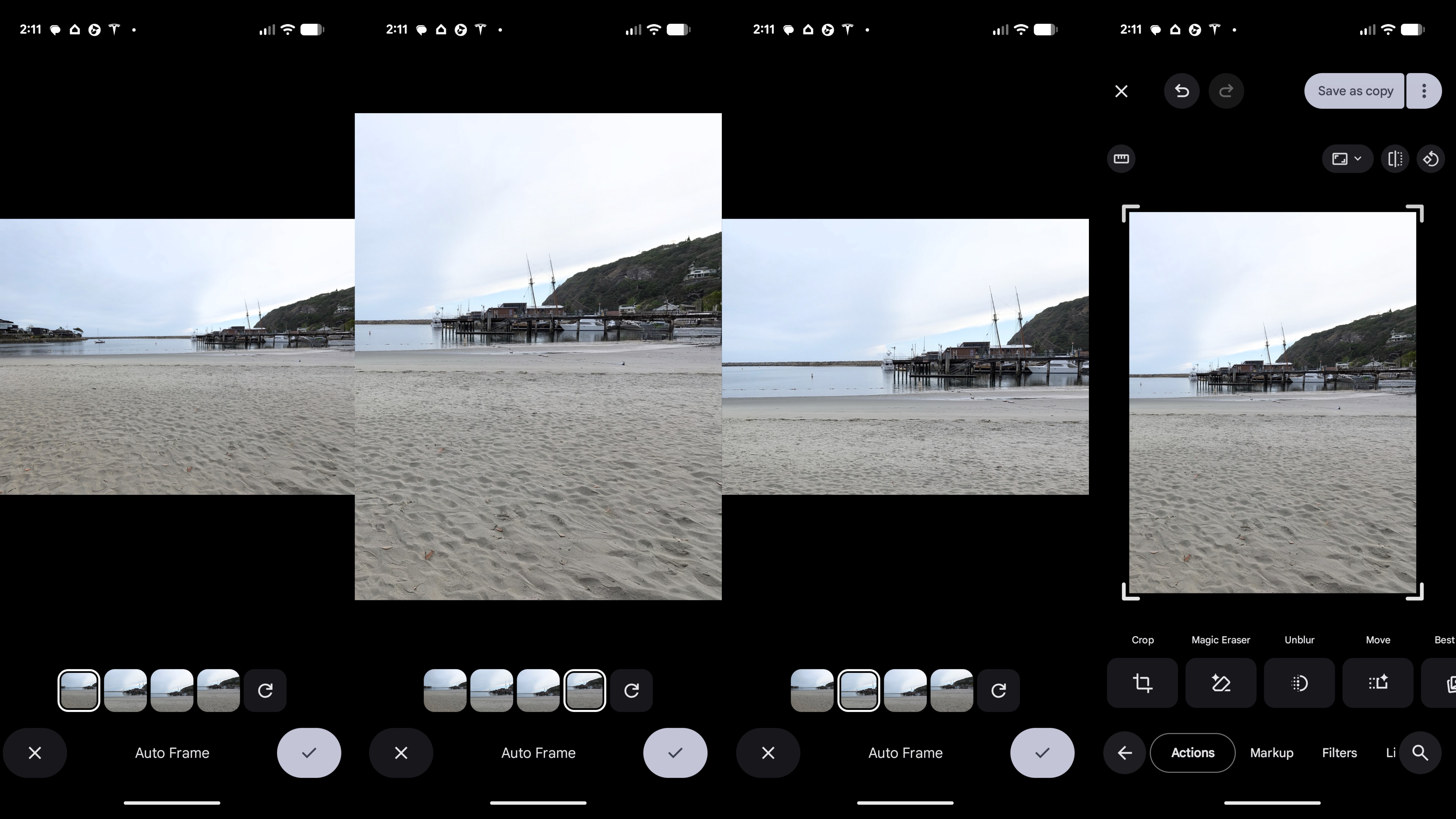 Auto Frame changing the composition and size of a shot.