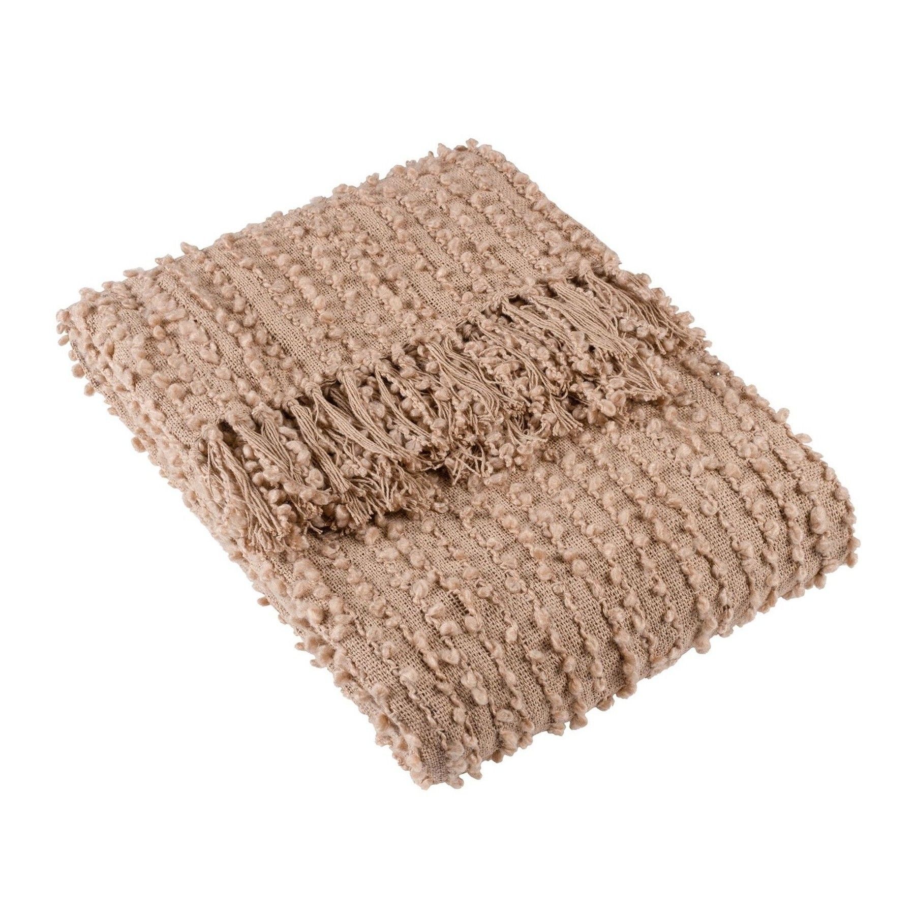 H&Ouml;em Plaster Pink Avro Linear Boucle Yarn Fringed Throw