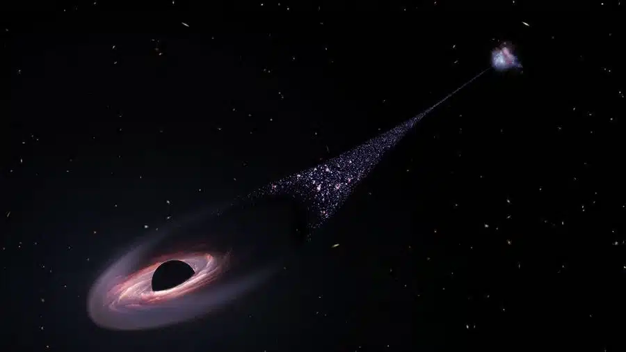 Artist’s Impression Of A Runaway Supermassive Black Hole Flung From Its Host Galaxy.