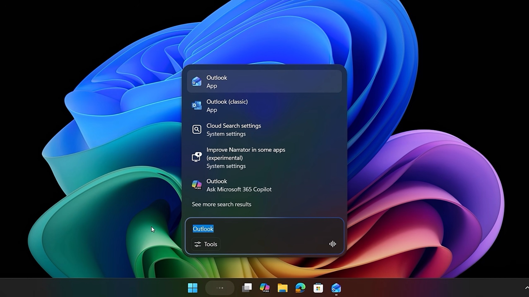 Ask Copilot on the taskbar demo 1