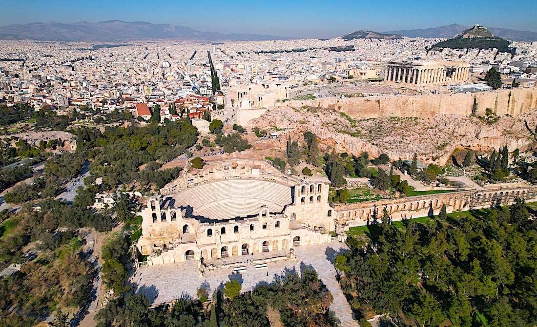 Herodeon at Acropolis, Athens, Greece. Greece ranks near the bottom of the 2025 corruption perceptions index.