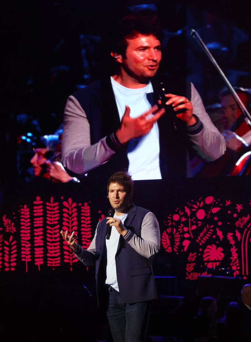 Nathan Pacheco sings music during a rehearsal of the "Songs of Hope" tour concert by The Tabernacle Choir and Orchestra at Temple Square at Ginasio do Ibirapuera in São Paulo, Brazil, Thursday, Feb. 26, 2026.