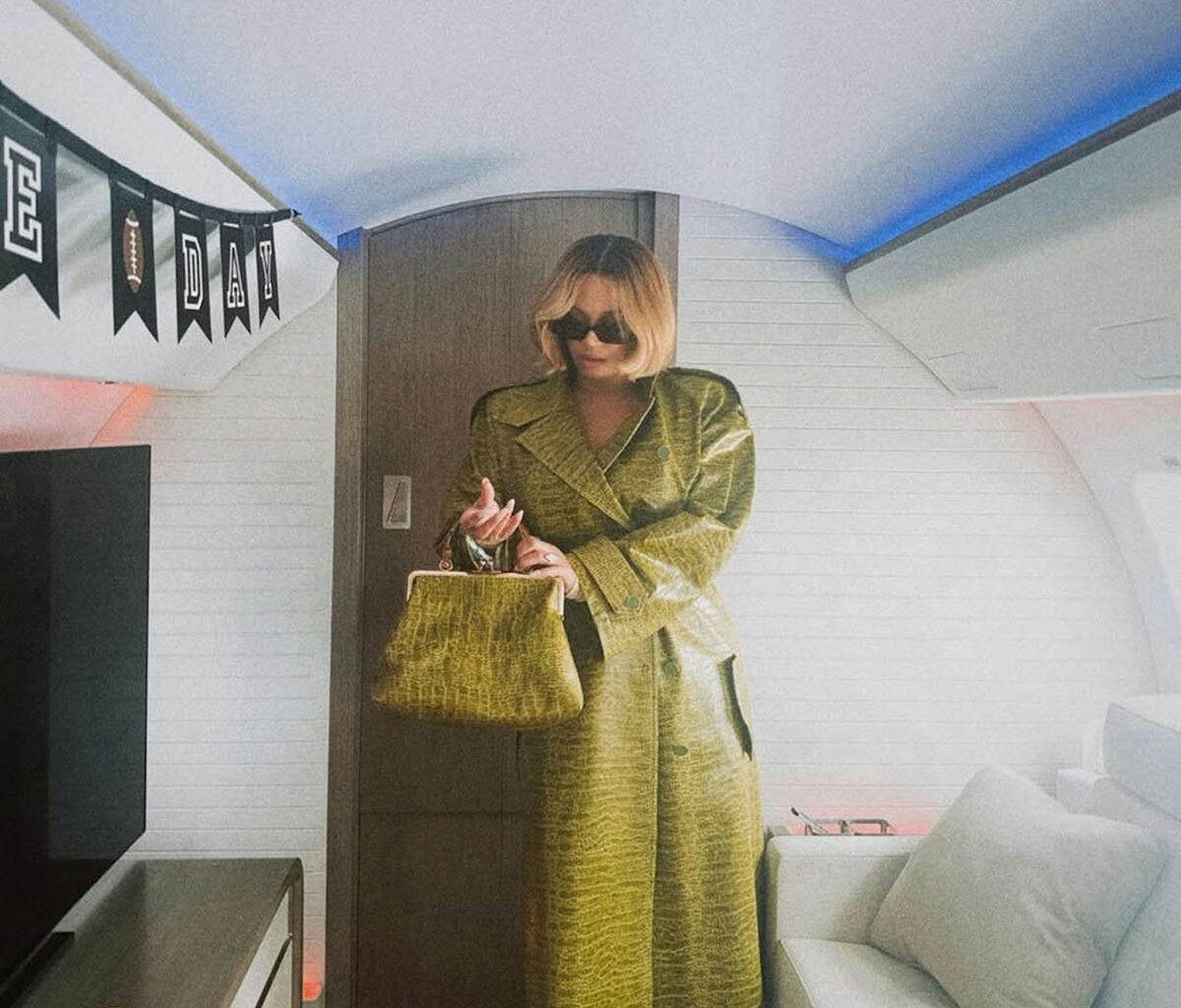 Beyonce Wore Rowen Rose, Khaite & Seroya To Super Bowl LX, Beyoncé, Rowen Rose Fall 2026, Rowen Rose Mirage Rose collection, Super Bowl style, Beyoncé bob haircut, Khaite bodysuit, Seroya Kelsey stirrup leggings, Déhanche belt, Retrofête Maxime slingback pumps, Loewe sunglasses, Ty Hunter styling