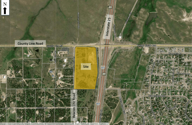 An image of the proposed site. A proposal to build the state's second Buc-ee's along I-25 near Palmer Lake, south of Denver in El Paso County, has raised concerns among residents who worry about the impact the convenience store and gas station chain will have in the surrounding area. (Image from Palmer Lake public records)