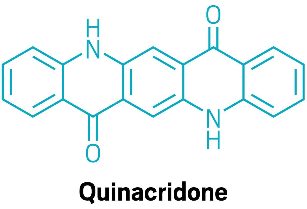 The structure of quinacridone.