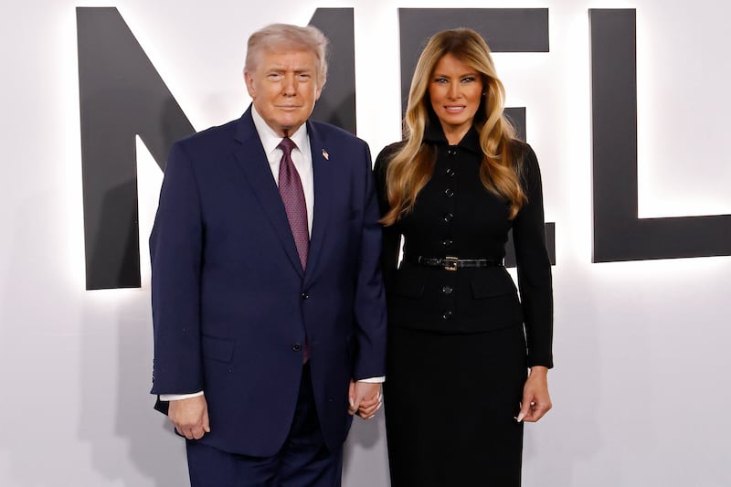 Donald Trump and Melania Trump attend the world premiere of Amazon MGM's "Melania" at The Trump-Kennedy Center on January 29, 2026 in Washington, DC.