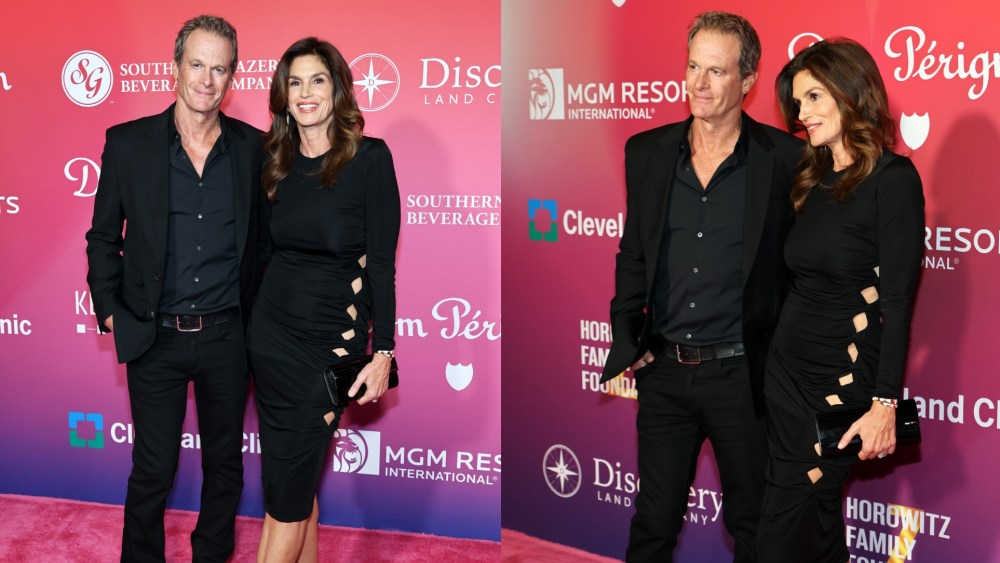 On Saturday night, Cindy Crawford made an appearance at a benefit gala in Las Vegas, arriving in a black cutout dress.