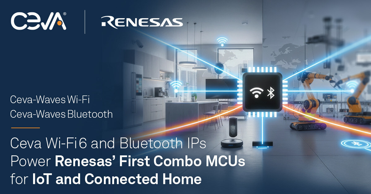 Ceva Wi-Fi 6 and Bluetooth IPs Power Renesas' First Combo MCUs for IoT and Connected Home