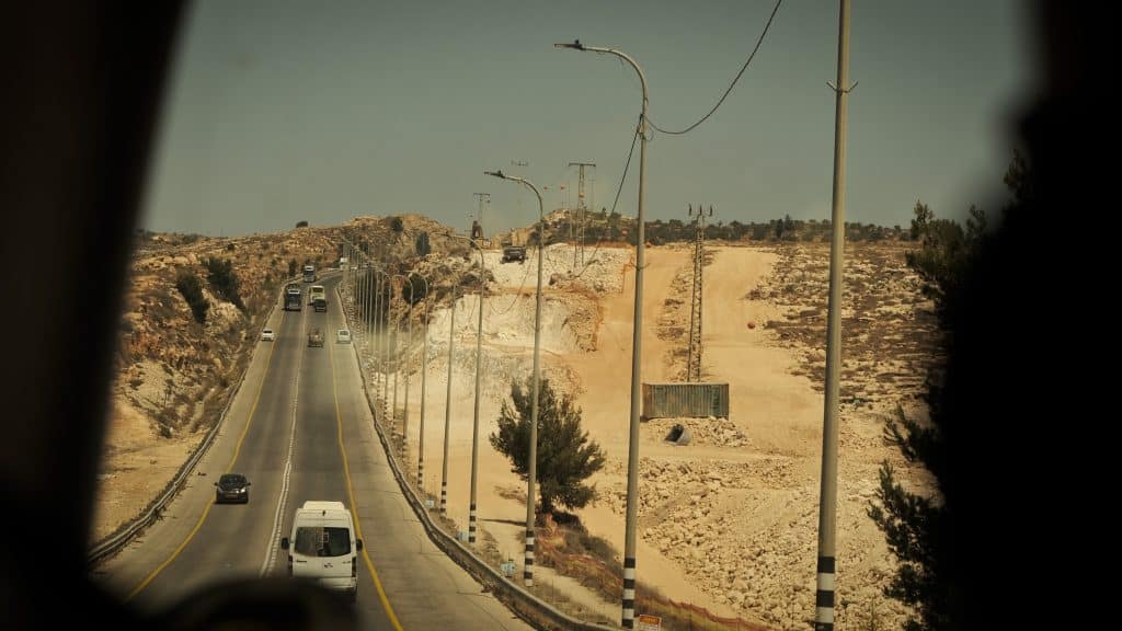 Israeli bulldozers working along Road-60, north of Ramallah. (Photo: Qassam Muaddi/Mondoweiss)