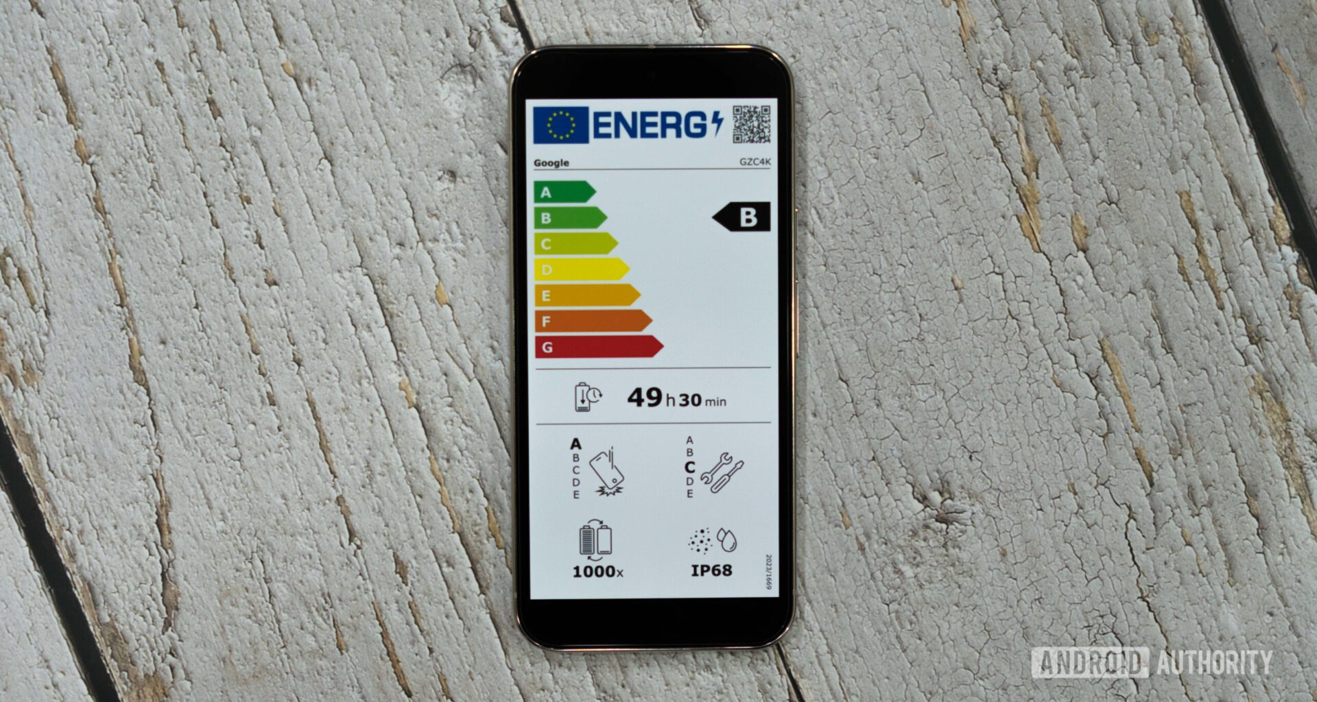 EU smartphone energy label showing Pixel 9 Pro XL