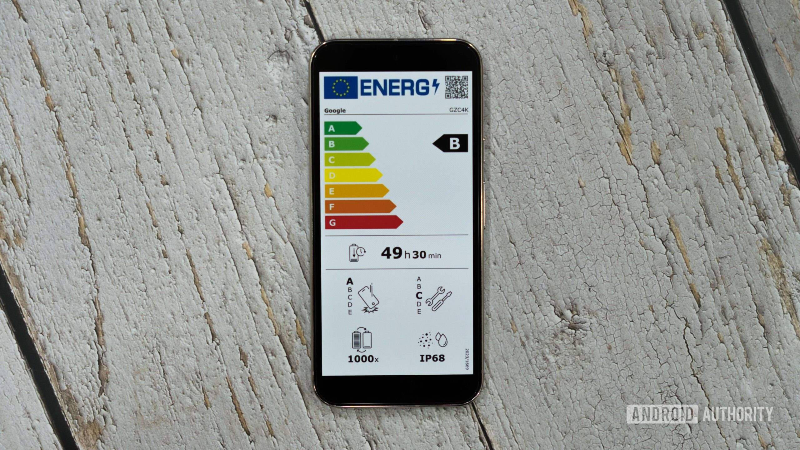 EU smartphone energy label showing Pixel 9 Pro XL