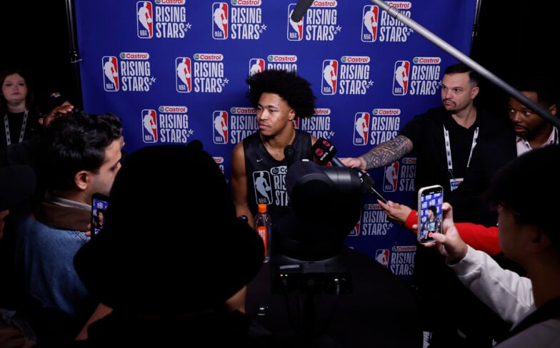 Jaylen Wells during Rising Stars media avail