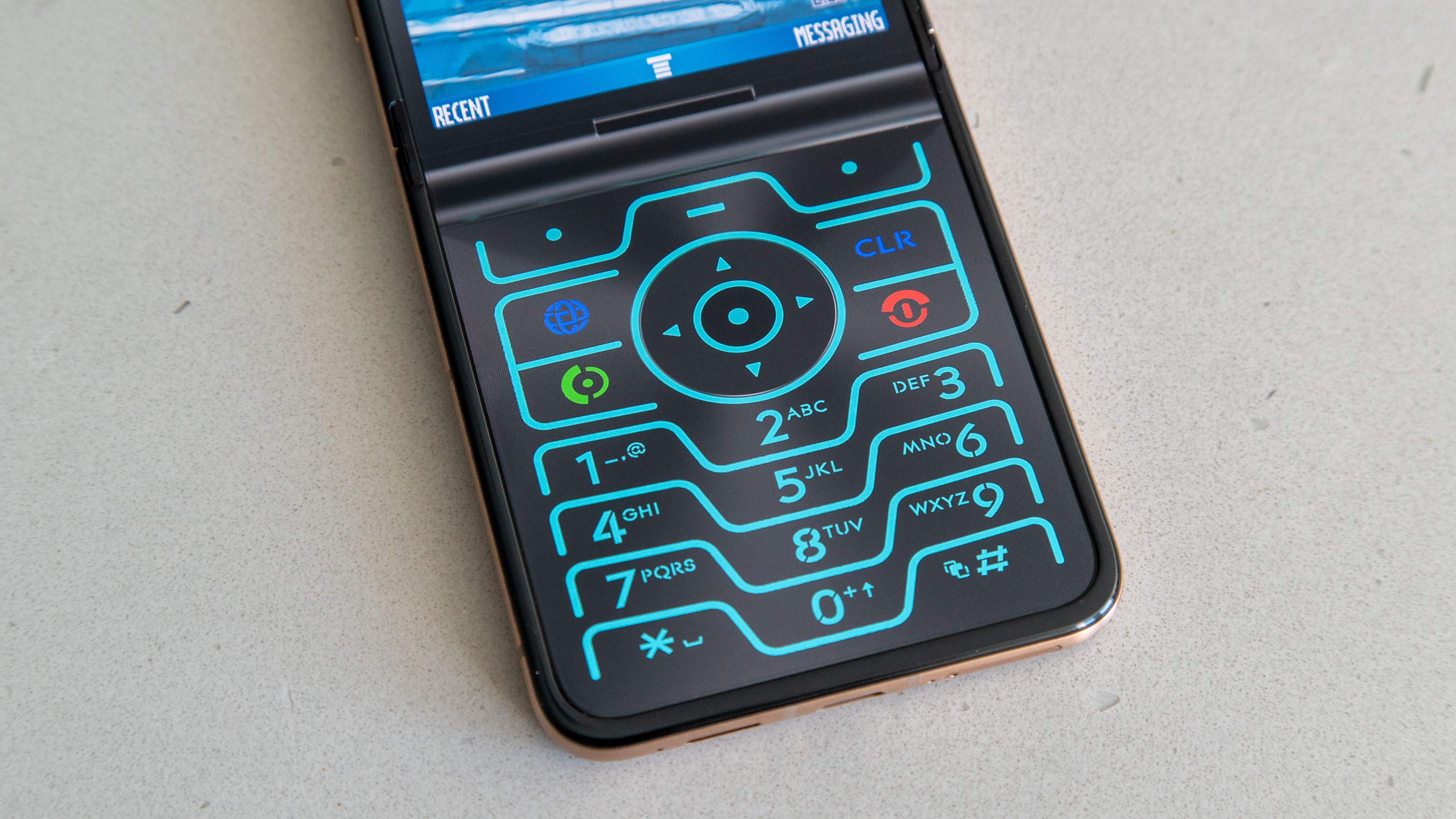 The Motorola Razr with Retro Razr mode enabled