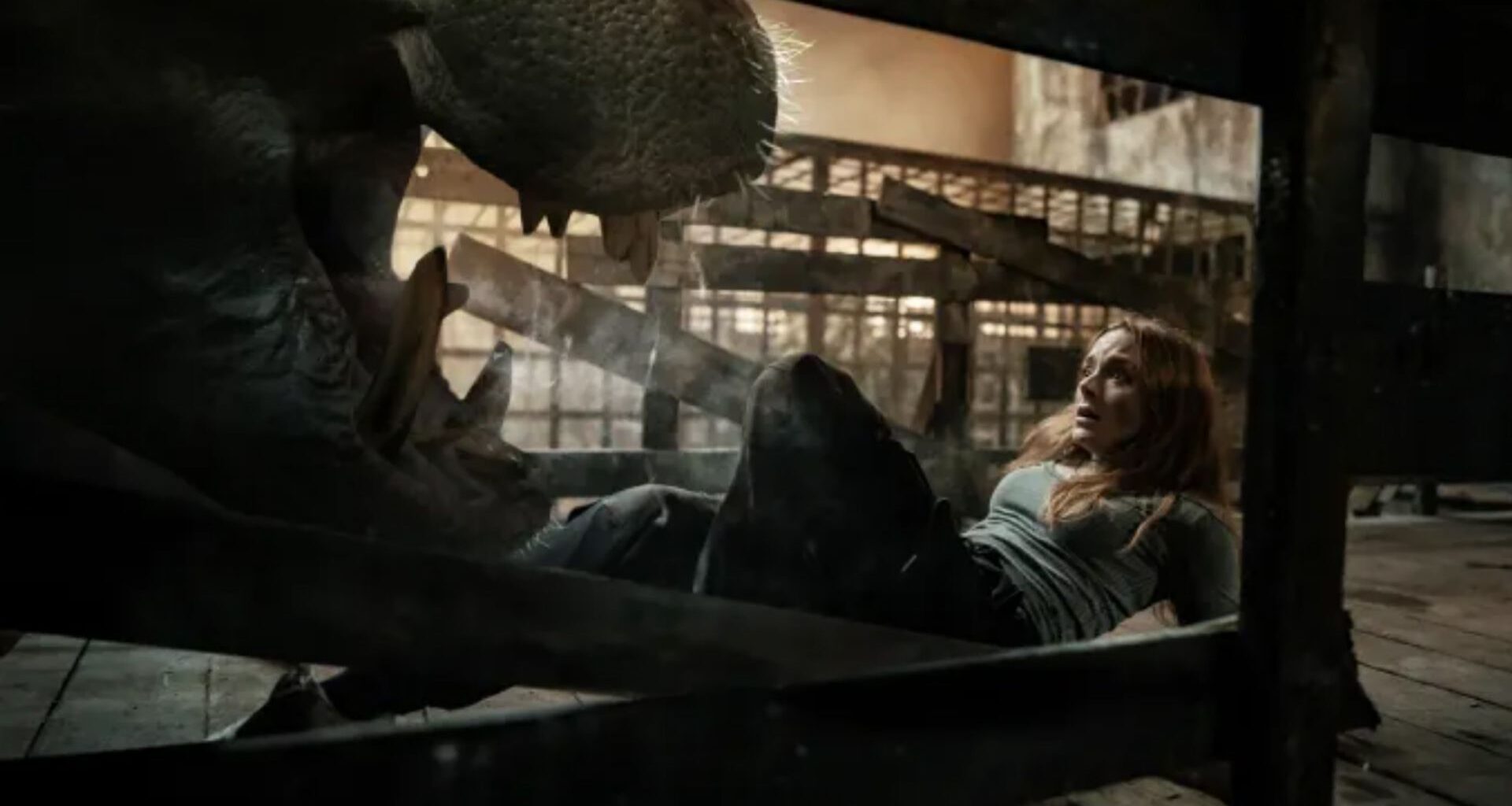 Sistina (Madison Davenport) cowering in front of a killer hippo